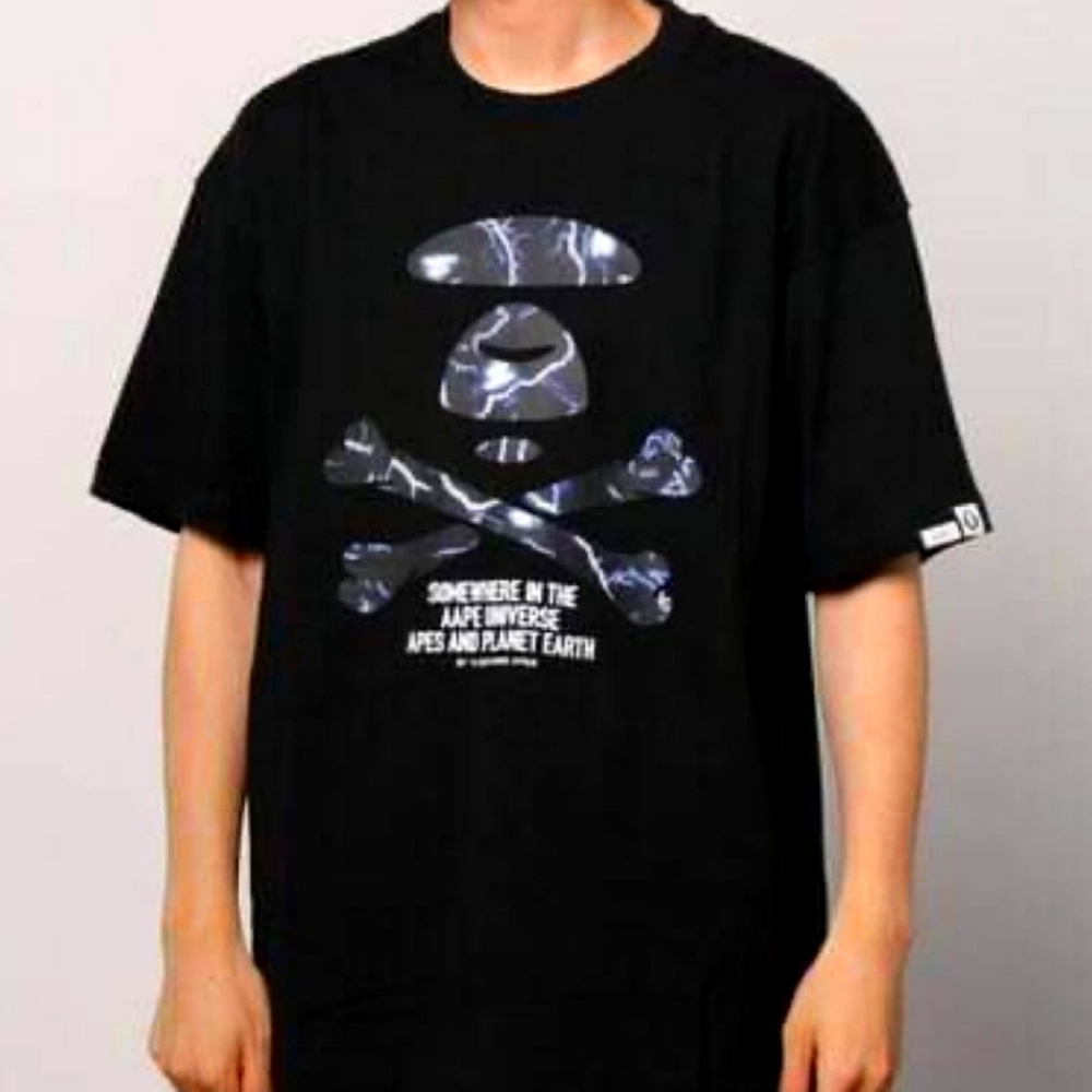 AAPE TEE APE HEAD CROSS BONE LIGHTNING